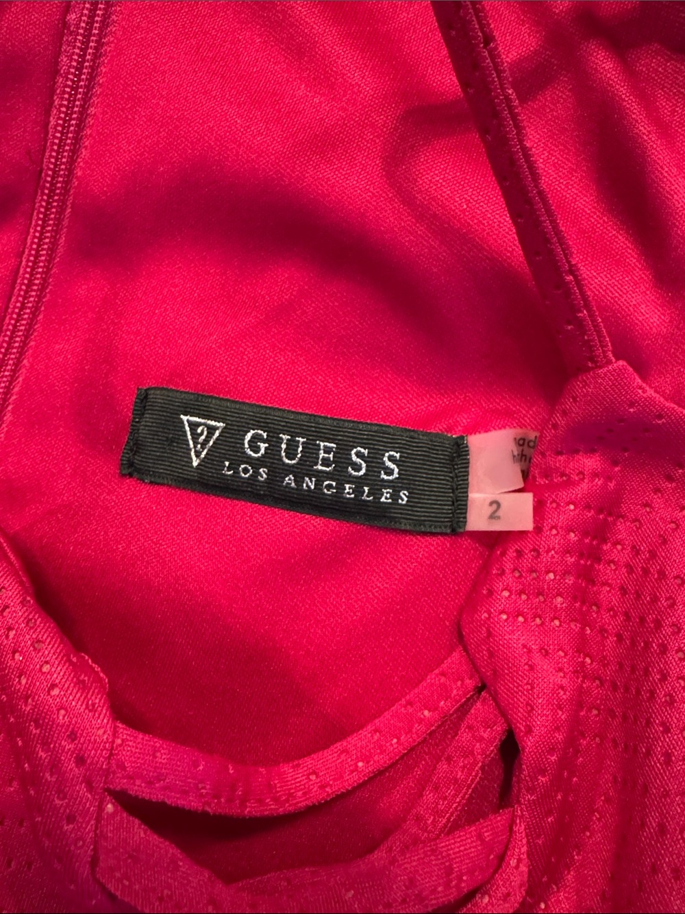 Guess Los Angeles Raspberry- Hot Pink Fixed Lace-Up Sheath Mini Dress - Picture 11 of 13